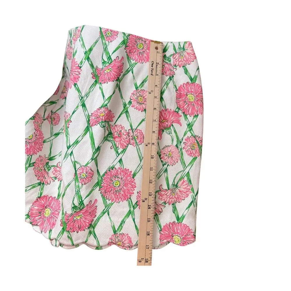 Lilly Pulitzer Daisy Trellis Scalloped Skirt Pink and Green Size 6 - Picture 6 of 8